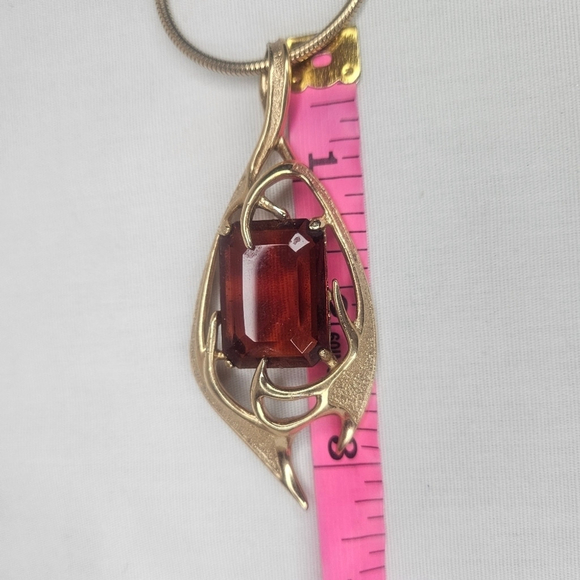 Vintage 70s Sarah Coventry Molten Topaz Necklace Amber Glass Excellent Condition - Picture 6 of 8